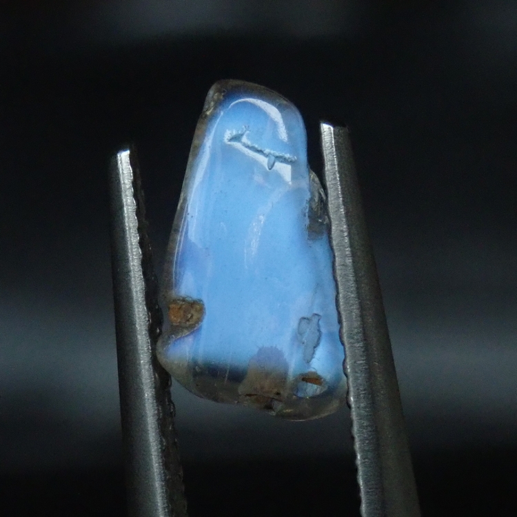 スリランカミーティアゴダ産天然ブルームーントーン0.999ctsムカデ状インクルージョン抜群見本＆ブルーシラー